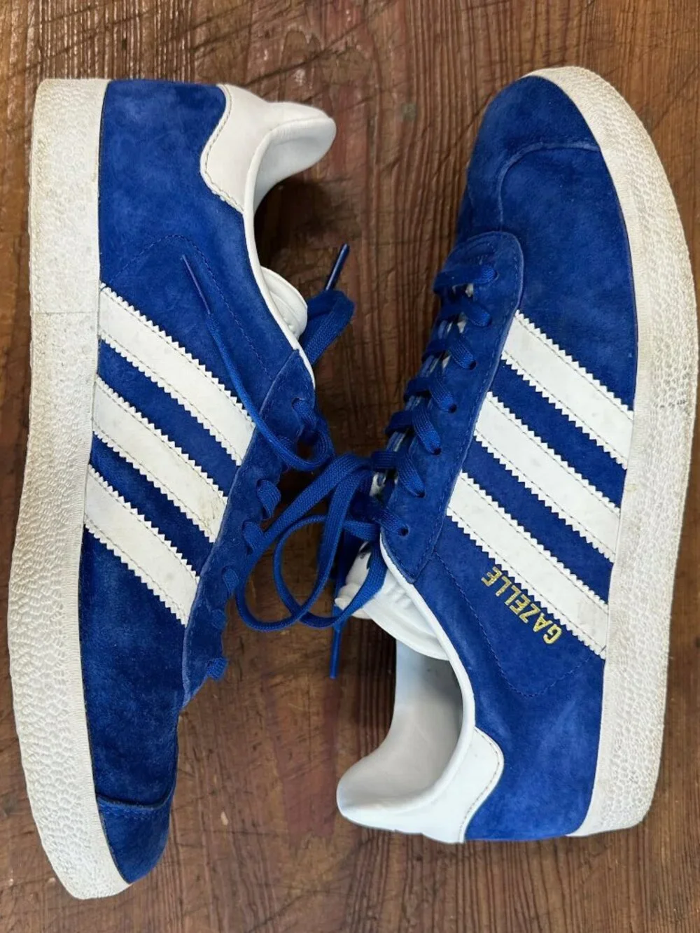 adidas Originals Gazelle Royal Blue White Gold S76227 Men's Size 7